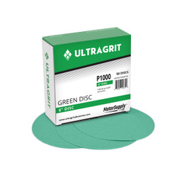 UltraGrit Green 6" Sanding Disc, Hook and Loop, P1000 Grit, No Holes - 50 Discs/Box Image