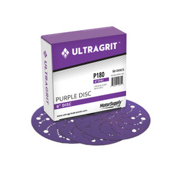 UltraGrit Purple 6" Sanding Disc, Hook and Loop, P180 Grit, Multi-Hole - 50 Discs/Box Image